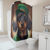 Dachshund Dog in St. Patrick's Day Dress Douchegordijn (In situ)