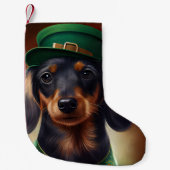 Dachshund Dog in St. Patrick's Day Dress Kleine Kerstsok (Voorkant)
