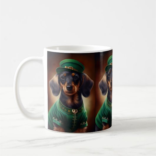 Dachshund Dog in St. Patrick's Day Dress Koffiemok (Links)