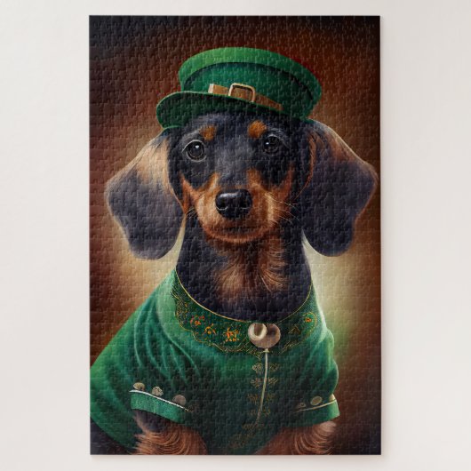 Dachshund Dog in St. Patrick's Day Dress Legpuzzel (Verticaal)