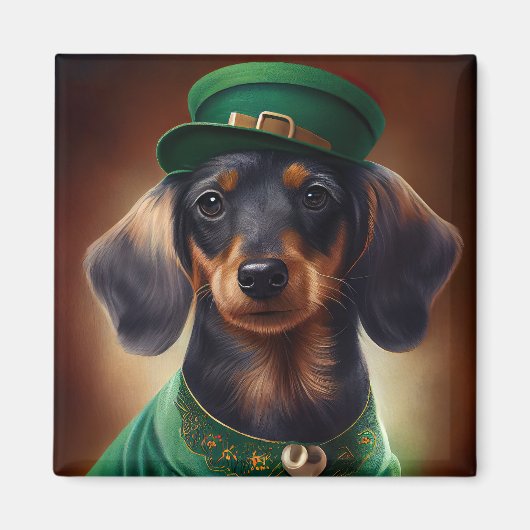 Dachshund Dog in St. Patrick's Day Dress Magneet (Voorkant)