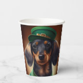 Dachshund Dog in St. Patrick's Day Dress Papieren Bekers (Achterkant)