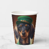 Dachshund Dog in St. Patrick's Day Dress Papieren Bekers (Voorkant)