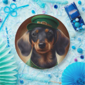 Dachshund Dog in St. Patrick's Day Dress Papieren Bordje (Feest)