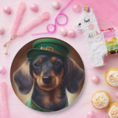 Dachshund Dog in St. Patrick's Day Dress Papieren Bordje (Feest)