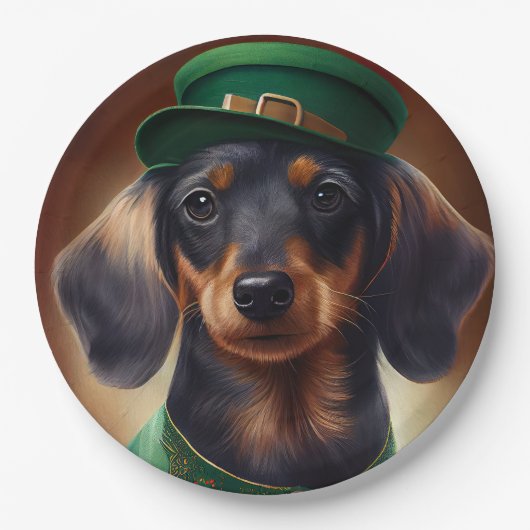 Dachshund Dog in St. Patrick's Day Dress Papieren Bordje (Voorkant)