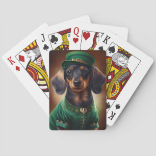 Dachshund Dog in St. Patrick's Day Dress Pokerkaarten