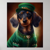 Dachshund Dog in St. Patrick's Day Dress Poster (Voorkant)