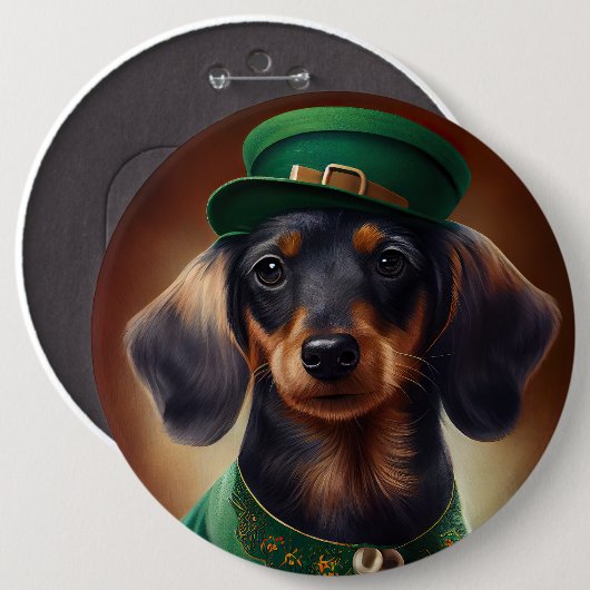 Dachshund Dog in St. Patrick's Day Dress Ronde Button 6,0 Cm (Voorkant /achterkant)
