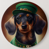 Dachshund Dog in St. Patrick's Day Dress Ronde Button 6,0 Cm (Voorkant)