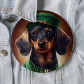 Dachshund Dog in St. Patrick's Day Dress Ronde Button 6,0 Cm (In situ)