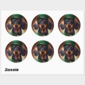 Dachshund Dog in St. Patrick's Day Dress Ronde Sticker (Vel)