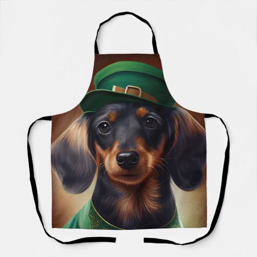 Dachshund Dog in St. Patrick's Day Dress Schort (Voorkant)