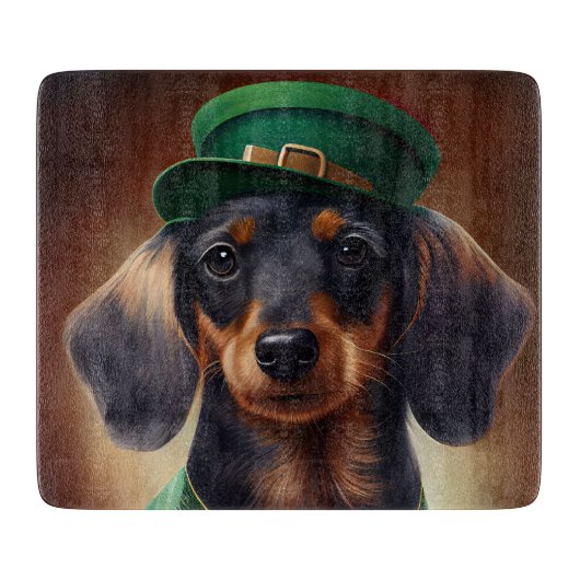 Dachshund Dog in St. Patrick's Day Dress Snijplank (Voorkant)