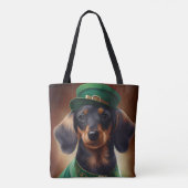 Dachshund Dog in St. Patrick's Day Dress Tote Bag (Achterkant)