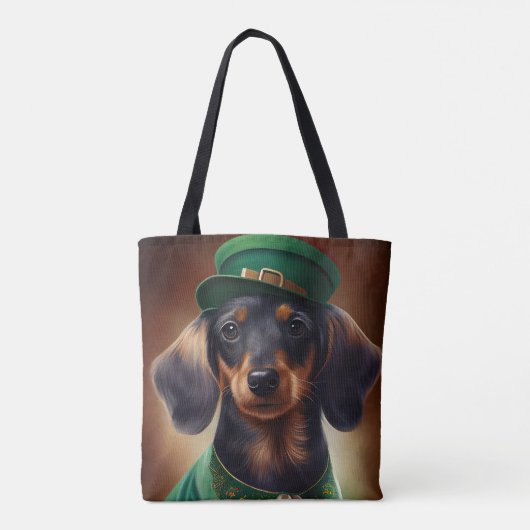 Dachshund Dog in St. Patrick's Day Dress Tote Bag (Achterkant)