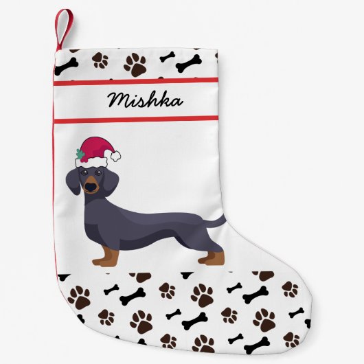 Dachshund Dog-kerst met de aangepaste benaming Dog Kleine Kerstsok (Voorkant)