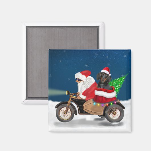 Dachshund Dog kerstkerstkerstman Magneet (Voorkant / Achterkant)