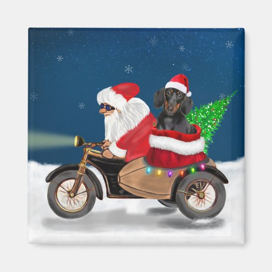 Dachshund Dog kerstkerstkerstman Magneet (Voorkant)