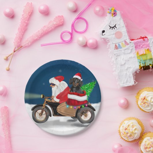 Dachshund Dog kerstkerstkerstman Papieren Bordje (Feest)