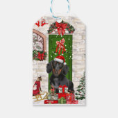 Dachshund Dog Kerstmis Cadeaulabel (Voorkant)