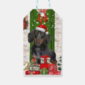 Dachshund Dog Kerstmis Cadeaulabel (Achterkant)