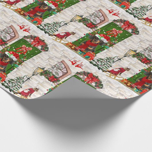 Dachshund Dog Kerstmis Cadeaupapier (Hoek)