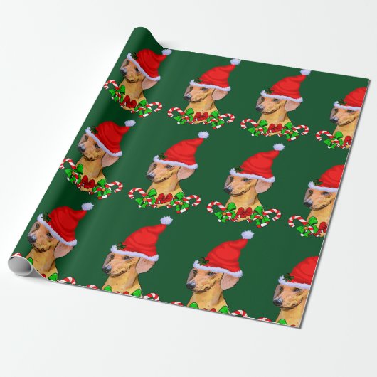 Dachshund Dog Kerstmis Cadeaupapier (Uitgerold)