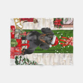 Dachshund Dog Kerstmis Fleece Deken (Voorkant (Horizontaal))