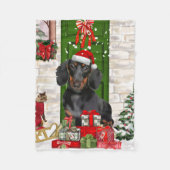 Dachshund Dog Kerstmis Fleece Deken (Voorkant)