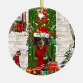 Dachshund Dog Kerstmis Keramisch Ornament (Voorkant)