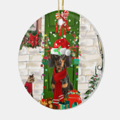 Dachshund Dog Kerstmis Keramisch Ornament (Links)