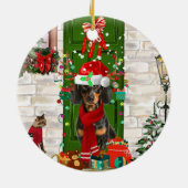 Dachshund Dog Kerstmis Keramisch Ornament (Achterkant)