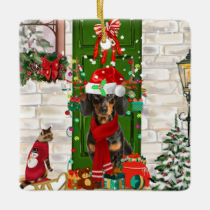 Dachshund Dog Kerstmis Keramisch Ornament
