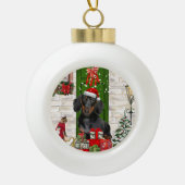 Dachshund Dog Kerstmis Keramische Bal Ornament (Voorkant)