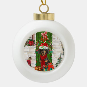 Dachshund Dog Kerstmis Keramische Bal Ornament