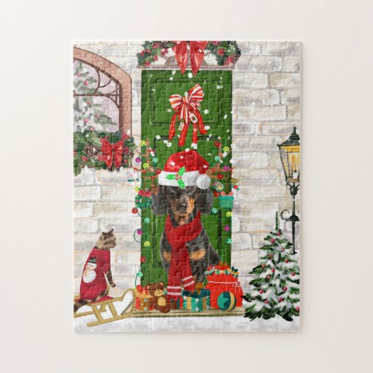 Dachshund Dog Kerstmis Legpuzzel (Verticaal)
