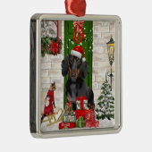 Dachshund Dog Kerstmis Metalen Ornament (Rechts)