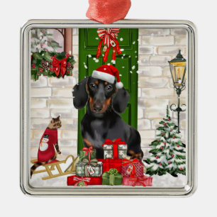 Dachshund Dog Kerstmis Metalen Ornament