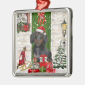 Dachshund Dog Kerstmis Metalen Ornament (Links)