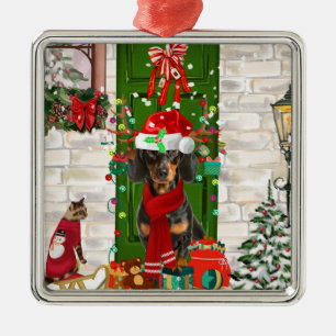 Dachshund Dog Kerstmis Metalen Ornament