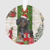 Dachshund Dog Kerstmis Ornament (voorkant)