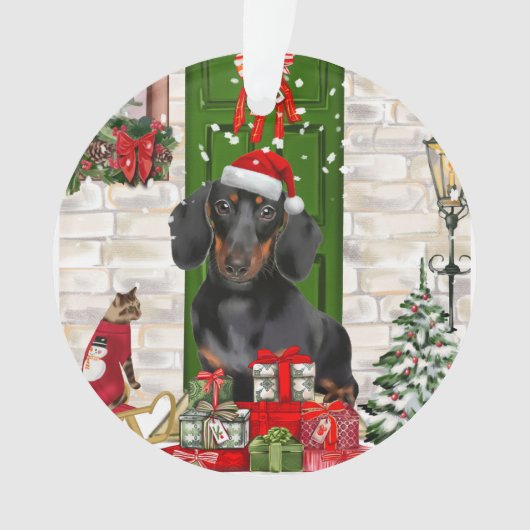 Dachshund Dog Kerstmis Ornament (voorkant)
