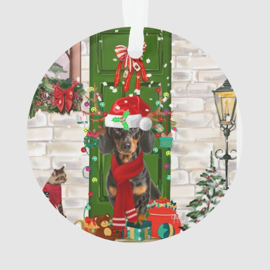 Dachshund Dog Kerstmis Ornament (achterkant)