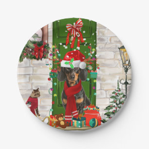Dachshund Dog Kerstmis Papieren Bordje