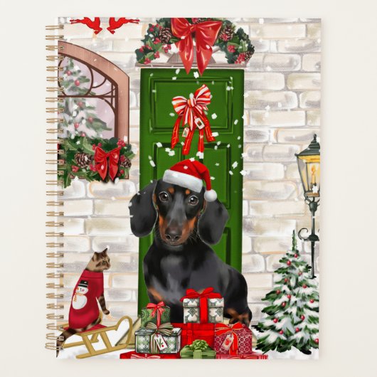 Dachshund Dog Kerstmis Planner (Voorkant)