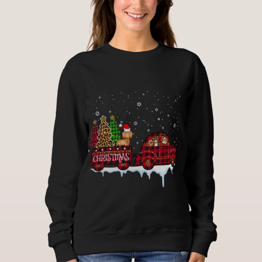 Dachshund Dog Kerstmis Rood Pset Santa Kerstmis Trui (Voorkant)