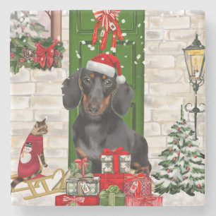 Dachshund Dog Kerstmis Stenen Onderzetter