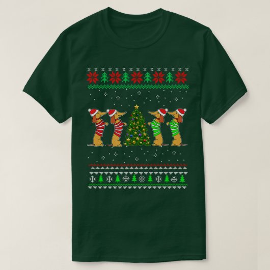 Dachshund Dog Kerstmis Ugly Sweater Funny Dachshu T-shirt (Design voorkant)