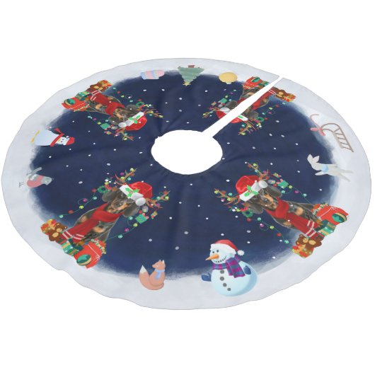 Dachshund Dog Laat het sneeuwen Kerstboom Rok (Gekanteld)